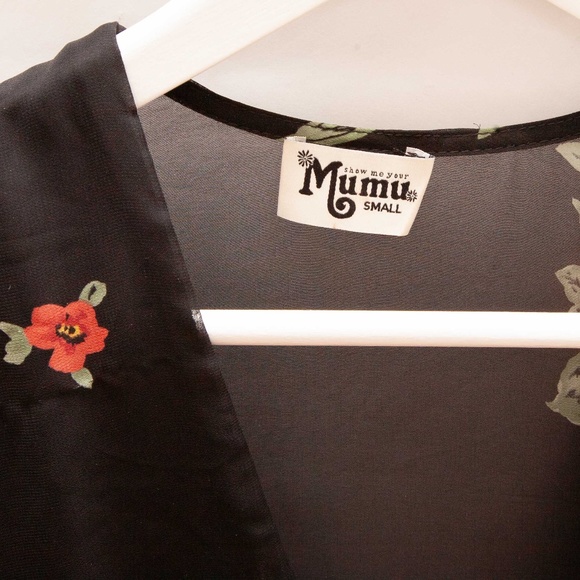 Show Me Your Mumu Boho Black Floral Slip On Dress - Picture 3 of 4